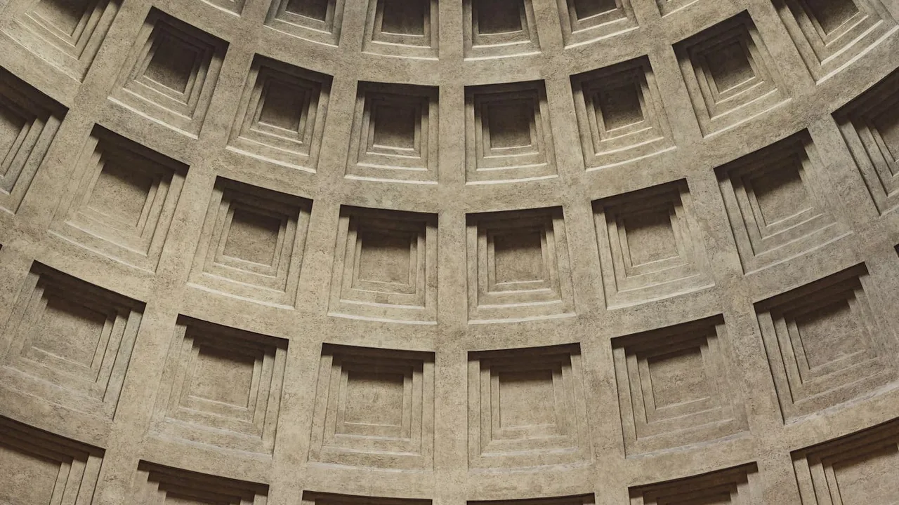 Part of the roof of the impressive Pantheon, Rome.