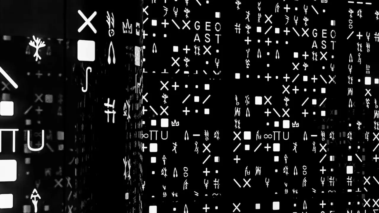 A bunch of symbols on a dark background.